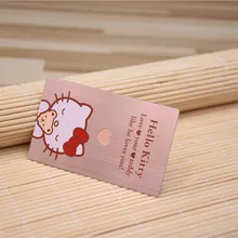 Hello kitty металлическая карточка розовое золото матовая членская Карта из нержавеющей стали материал глубокий Выгравированный