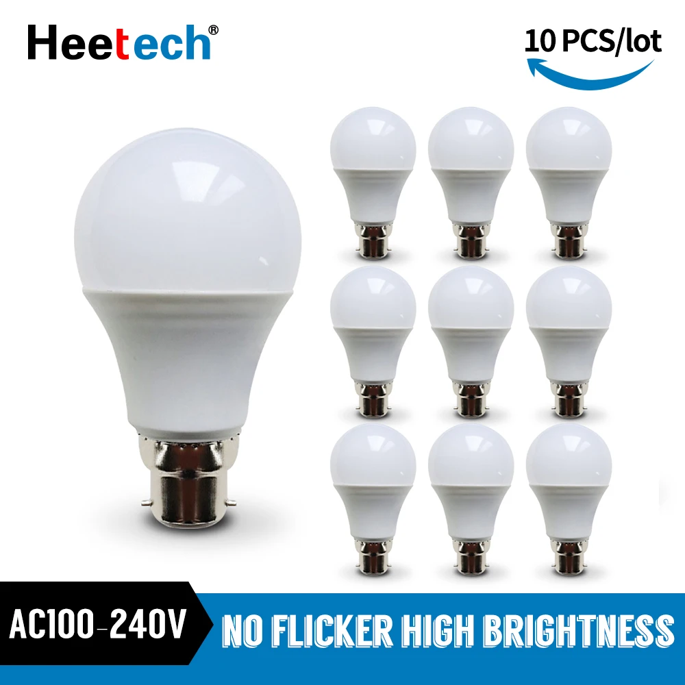 

10pcs/lot LED Bulb B22 Lamp Lampada Spotlight Table Lamp 110V 220V 240V 3W 5W 7W 9W 12W 15W 18W Cold White Warm White Lighting