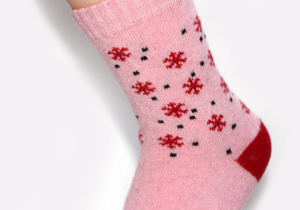 Женские теплые носки из кроличьей шерсти; сезон осень-зима; удобные модные женские милые Носки с рисунком снежинок; Meias