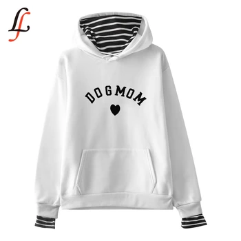 

Women hoodies sweatshirts Fake two pieces Casual Dog mom letter print new pullovers Style Female autumn winter Hoodies