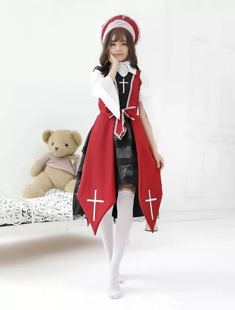 Костюм для девочек на Хэллоуин, готический христианский крест, ведьма, темплар, винтажный косплей, аниме, наряд, Лолита, Ouji, одежда для женщин