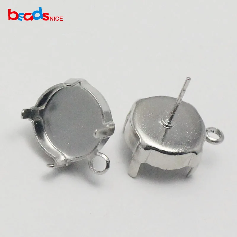 

Beadsnice new square stud earring post with a hole can link a charm cabochon setting bases Earring blanks sale by factory price