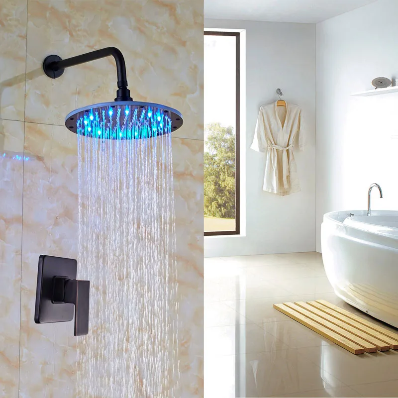 

Newly LED Colors Bath Shower Faucet Oil Rubbed Bronze Shower Set Wall Mounted One Way Mixer
