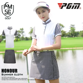 

Pgm Outdoor Golf Sportswear Clothes Sets Women's Plaid Shirts Skirts Suits Spring/Summer Lady Zipper Slim Dry Fit Shirt AA60486