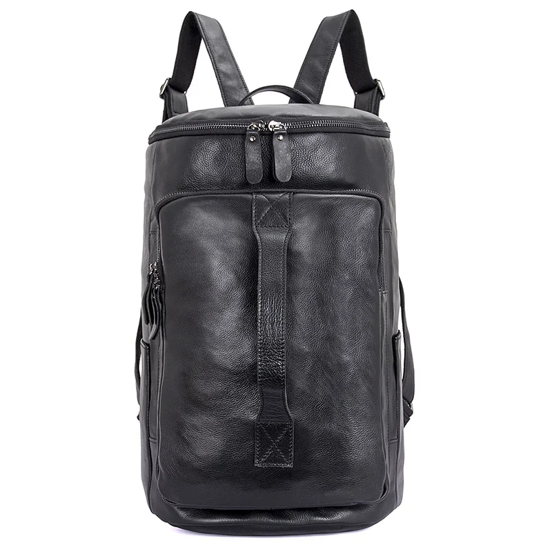 

J.M.D Genuine Leather Solid Bag Multi Functions Laptop Bag Men's Large Capacity Travel Backpack Bag 2006A