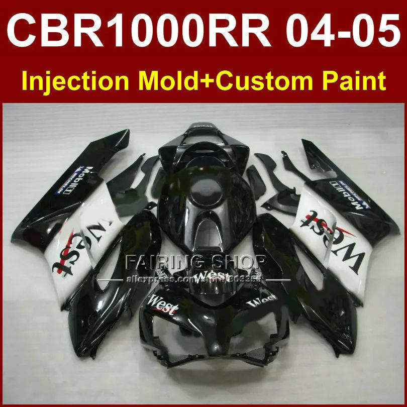Запад mobil 1 cbr1000 rr 04 05 для HONDA детали кузова CBR1000 RR CBR1000RR 2004 2005 Литья Под Давлением Мотоцикл черный обтекатели|05