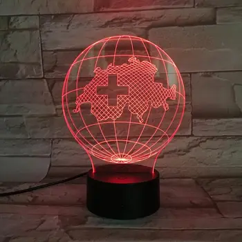 

National map Switzerland Night Light LED 3D Illusion Touch Sensor 7 Color Changing Childrens Kids swiss Globe Table Lamp desk