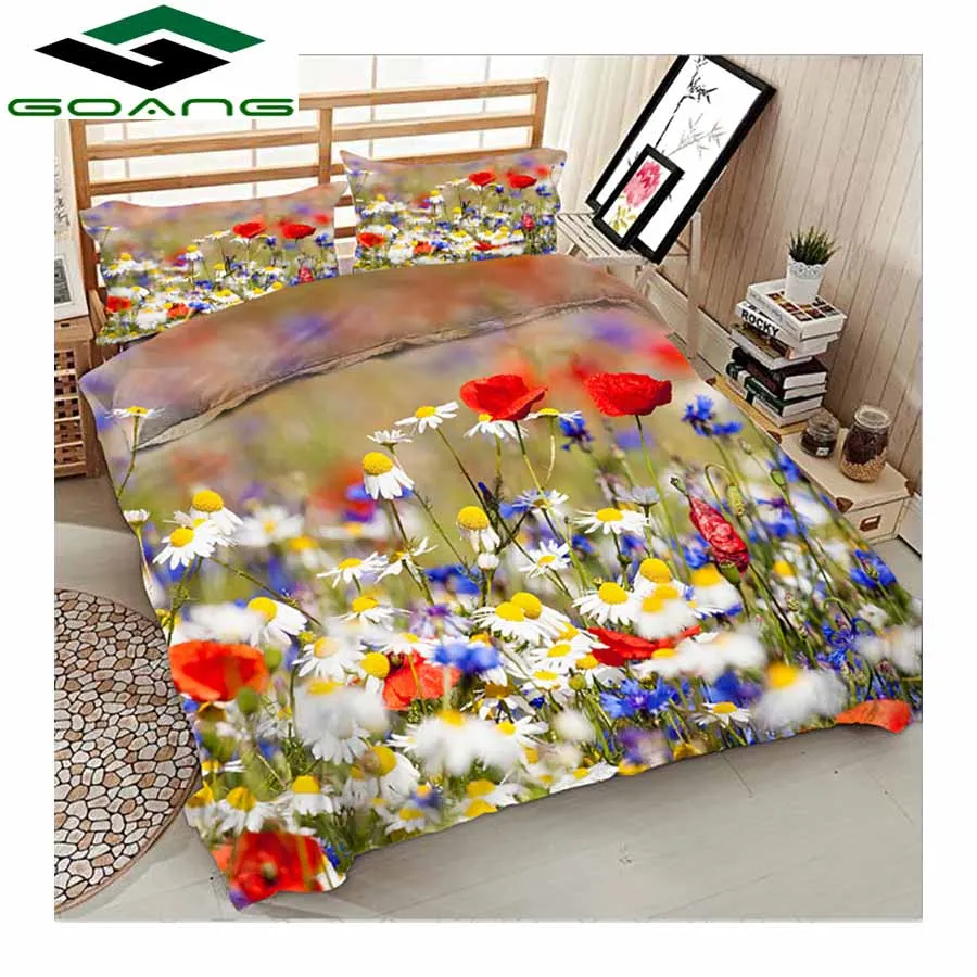 

GOANG bedding set 3d digital printing colorful daisies duvet cover bed sheet pillow case 4pcs bedding luxury home textiles