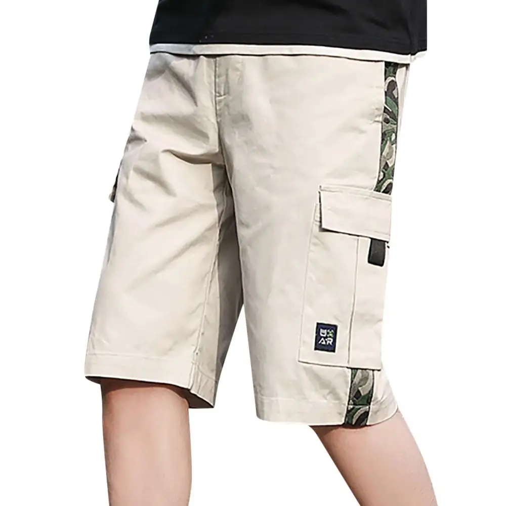 Мужские Шорты повседневные новые пляжные шорты с карманами, широкие брюки, комбинезоны отличного качества, большие размеры - Цвет: Бежевый