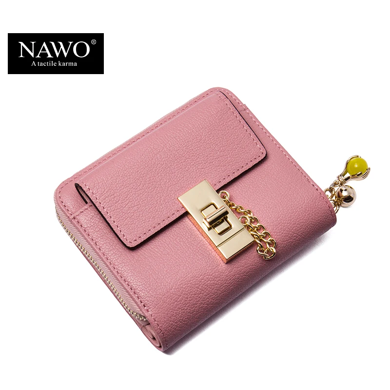 NAWO 2016 New Fashion Cow Real Genuine Leather Women Wallets Pink Luxury Brand Womens Small ...