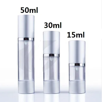 

2016 New 50ML Clear Refillable Airless Lotion Pump Bottle With Silver Pump Aluminum Over Cap