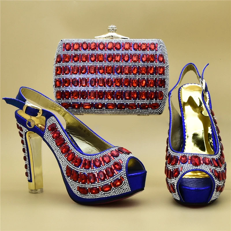 

New Arrival Italian Matching Shoes and Bag Set for Party Rhinestone Wedding Shoes African Matching Shoes and Bag Set in Heels