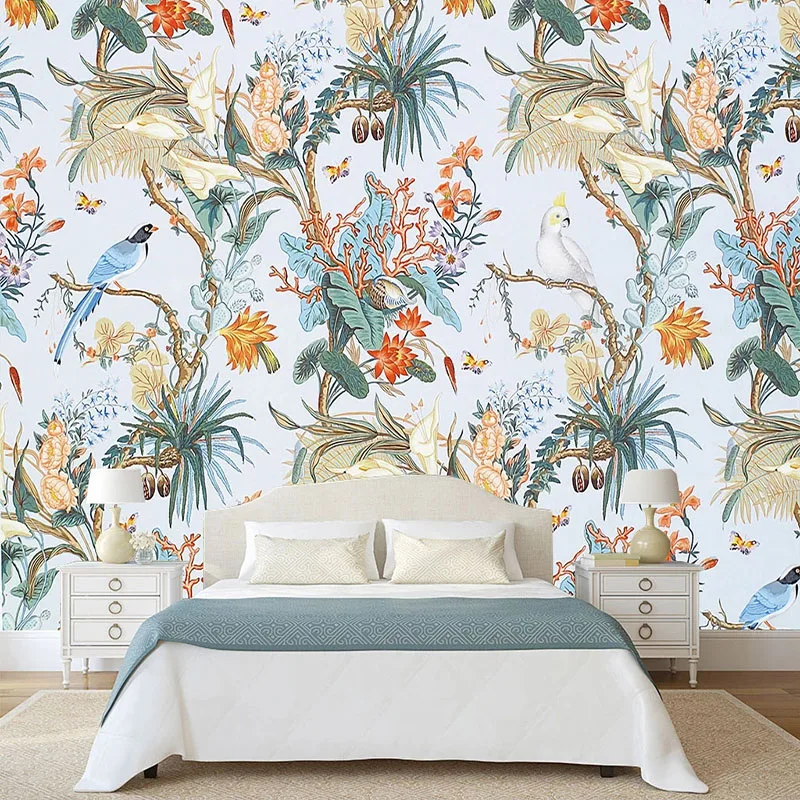 Custom 3D Photo Wallpaper European Style Flower Bird Pastoral Mural Living Room Bedroom Background Wall Decor Painting Wallpaper