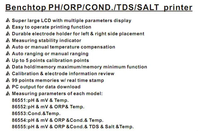 86555-Benchtop pH / ORP / Cond/ TDS / SalinitypHAZ86555