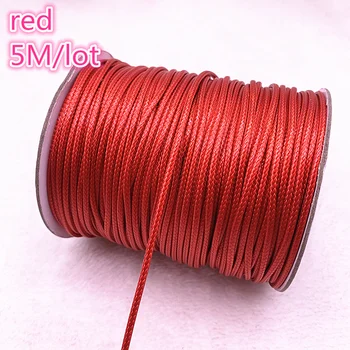 

NEW 5Meters 2.0mm Red Waxed Cotton Cord Waxed Thread Cord String Strap Necklace Rope Bead DIY Jewelry Making for Bracelet