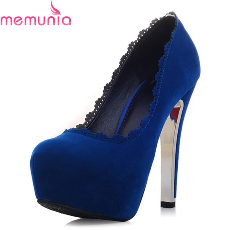 

MEMUNIA big size 34-42 sexy round toe platform shoes thick high heels wedding shoes bride spring autumn solid women pumps