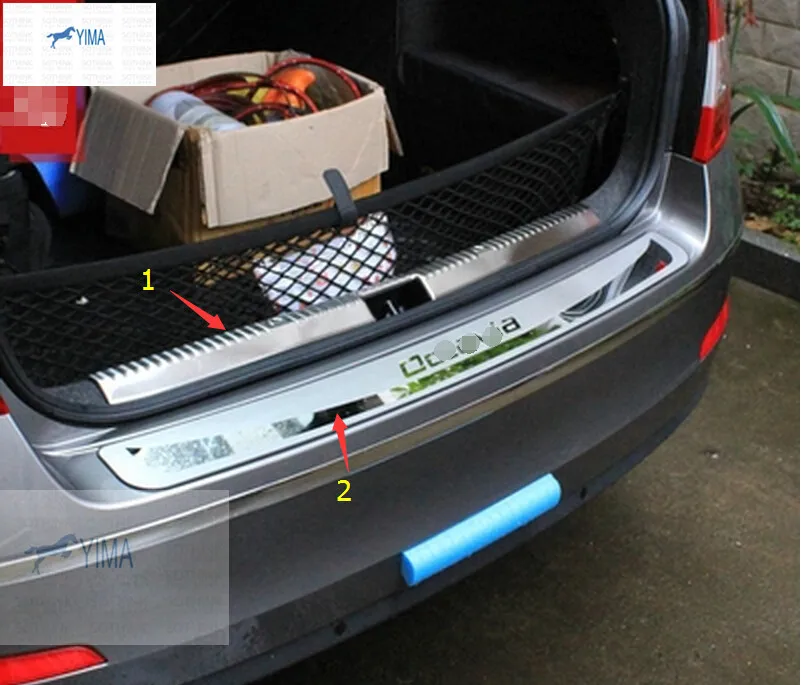 

For Skod-a Octavia MK3 A7 2015 2016 Stainless Steel Inner + Outer Rear Trunk Bumper Protector Scuff Plate Door Sill 2pcs