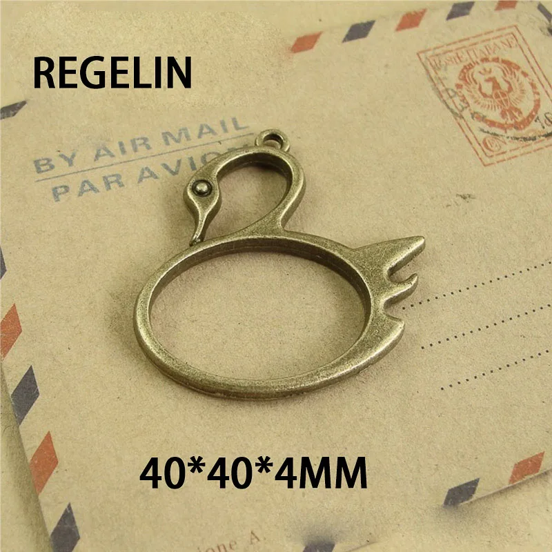 REGELIN, 5 шт./партия, подвеска на металлическом каркасе в форме кошки, луны, лебедя, Золотой шарм, кабошон, установка, УФ смола, эпоксидная смола, Шарм - Цвет: SAAB