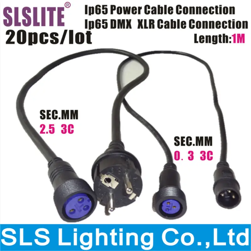 

20pcs/lot 1meter length IP65 Waterproof 3-pin Power adapter cable 3-pin Signal switching line DMX IP65 signal cable slslite