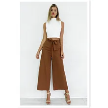 2018 New Autumn Winter Wide Leg Pants Women Vogue Loose Casual Solid Color Mid Waist Ankle-Length Bell Bottom Sexy Sashes Pants