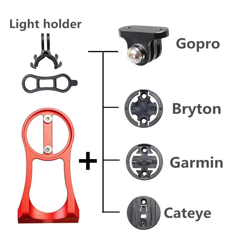 3 in 1 Bicycle Computer Mount Holder Headlight Clamp Bike Handlebar Extension Bracket Adapter for GARMIN Edge GPS for Gopro Hero