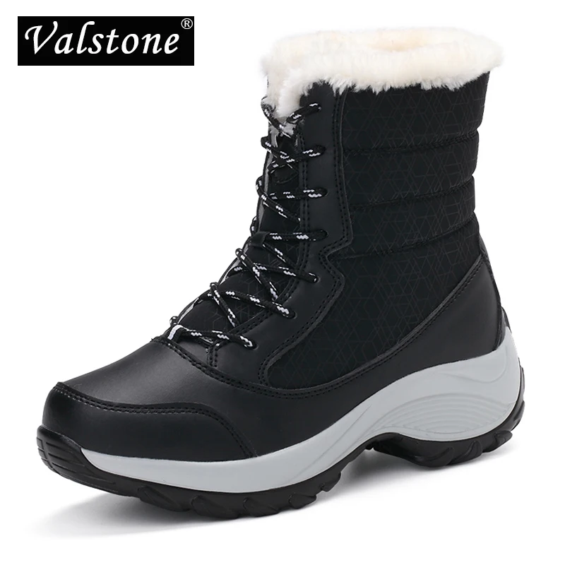 

Valstone Women's winter shoes waterproof platform sneakers warm Snow boots light frosty high shoes fur lining antiskid Plus size