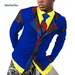 2019 африканская мужская одежда Базен Riche пэчворк Принт Топы пальто рубашка галстук хлопок Дашики африканский дизайн одежда WYN519