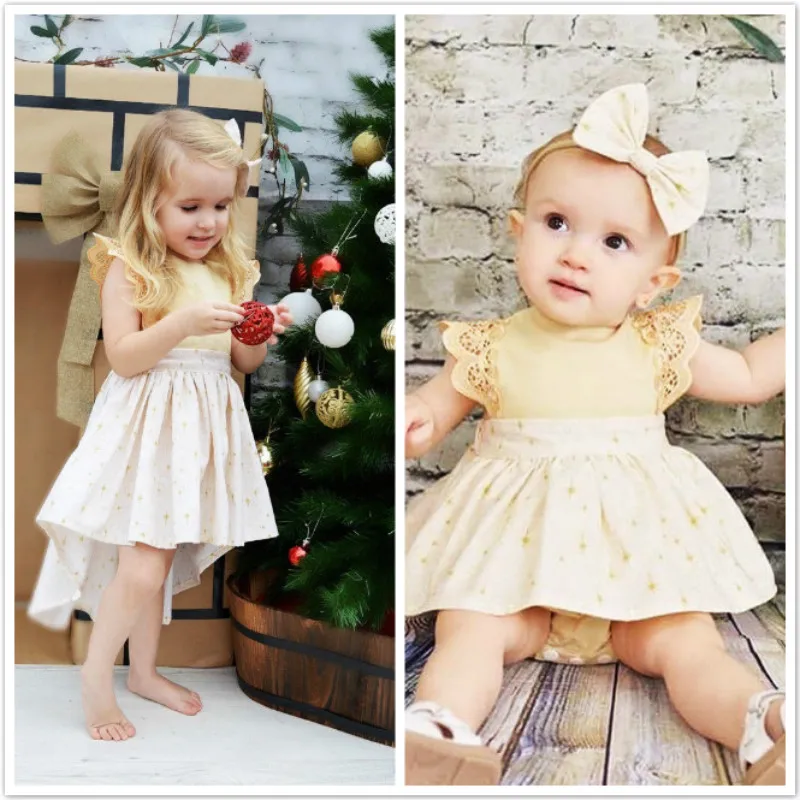 

Sister Family Matching Christmas Dress Romper Outfits Christmas Kids Baby Girls Xmas Lace Romper Dress Party Dresses for Girls