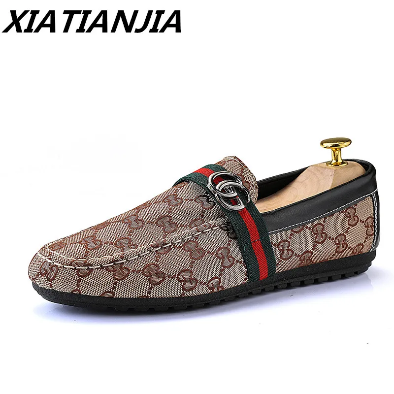 

Explosive Peas Men Shoes Casual Canvas Leather Shoes Men Tenis Masculino Driving Loafers Breathable Men's Shoes Chaussure Homme