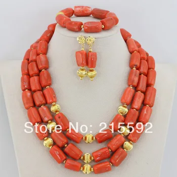 

2014 New Fashion Wedding Jewelry Sets For Brides Nigerian Wedding African Beads Jewelry Set Coral Beads Necklace Set CJ093