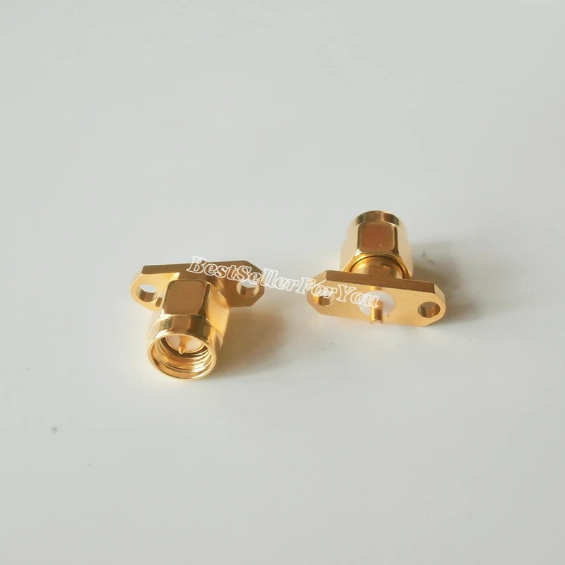 10Pcs SMA male plug center 2 hole flange deck mount solder RF connector Golden New | Обустройство дома