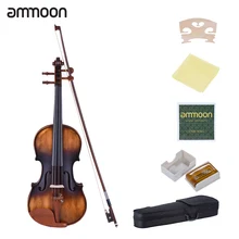 Ammoon 4/4 полноразмерная скрипка матово-античный Еловый Топ, части из дерева с канифолью, чистящая ткань, мост, струны для скрипки