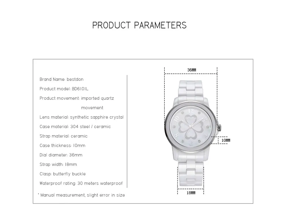 Bestdon керамические женские наручные часы бренд Роскошный Сапфир модное платье женские часы водонепроницаемые Кварцевые Relogio Femino