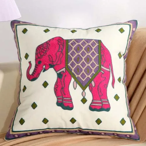 Наволочка для подушки с вышитым рисунком слона и цветов, хлопковая Подушка для домашнего декора, декоративная наволочка для дивана и кровати, 45*45 см, 40152 - Цвет: S
