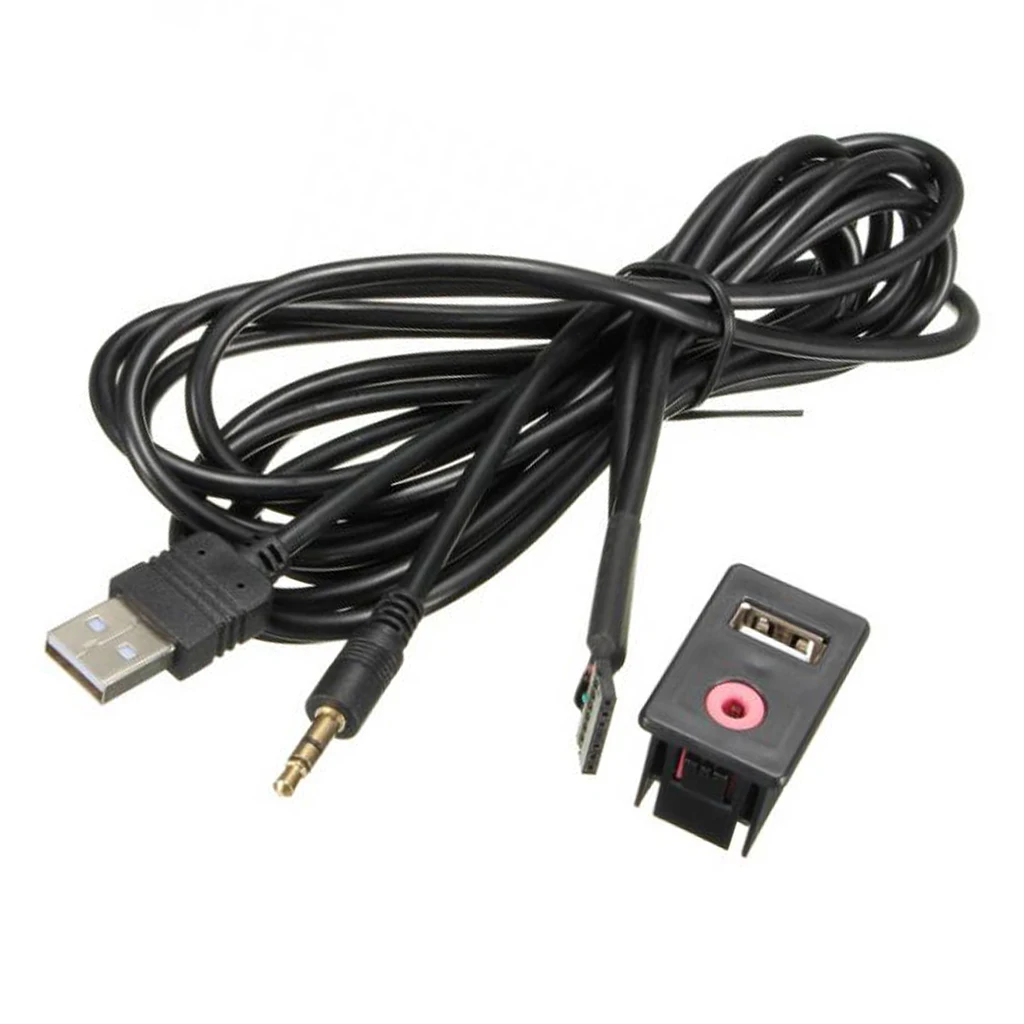 USB AUX Cable Adapter Car Flush Mount Lead Panel Extension Cord