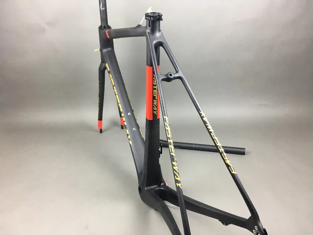 Discount classic design FASTERWAY PRO full black with no logo carbon road bike frameset:carbon Frame+Seatpost+Fork+Clamp+Headset,free ems 112