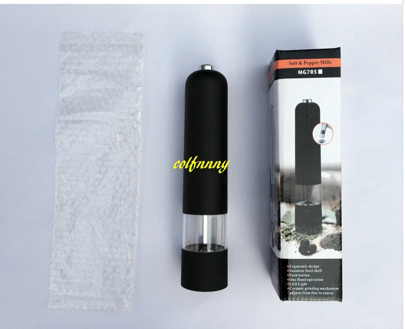 20pcs/lot ping ABS Electric Salt & Pepper Mill Spice Pepper Grinder Herb Mills Kitchen Accessories Cooking Tools