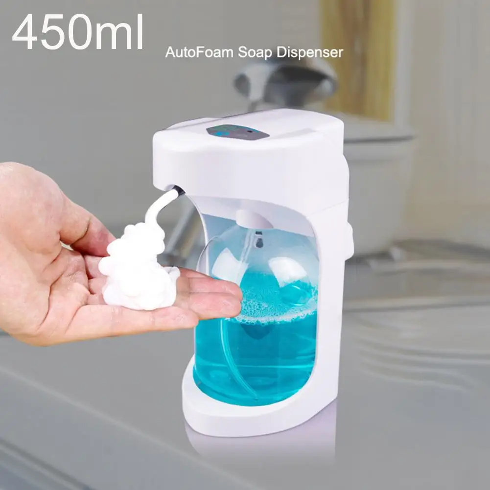 

HOT SALE 450ml Bathroom Auto-induction Automatic Smart Sensor Hand-free Touchless Foam Soap Dispenser Bath Kitchen Liquid Soap D