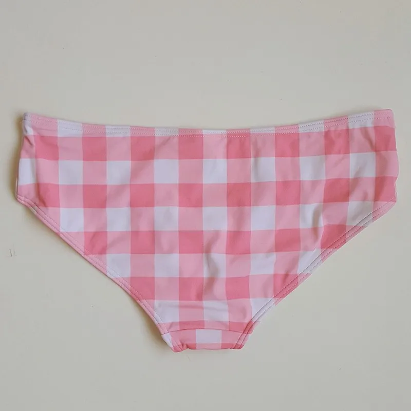 Swimmart/розовые клетчатые Трусики-бикини больших размеров, пляжные трусы для девушек, одежда для плавания, трусики, супер нейлоновые качественные женские трусики для плавания