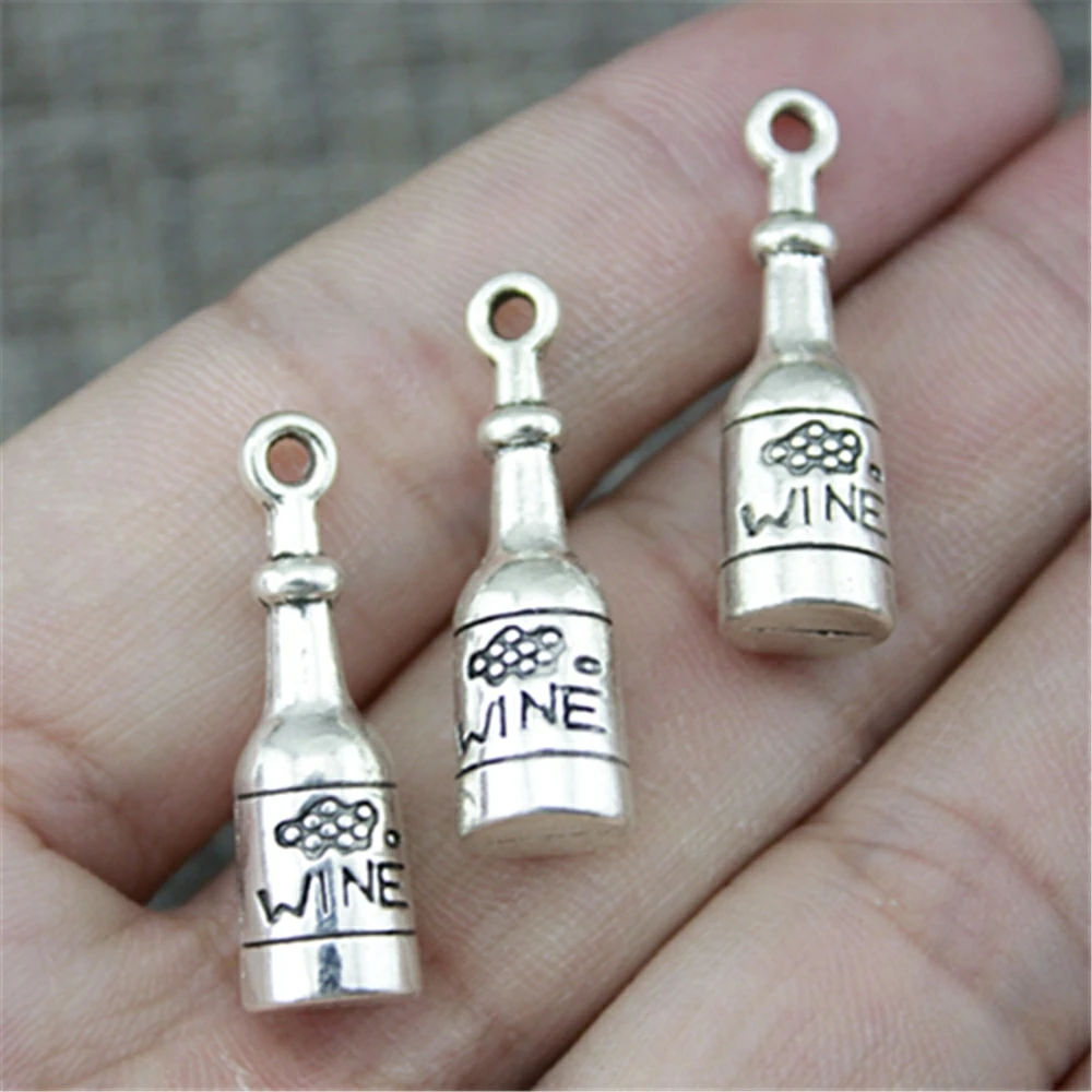 8pcs 28*8mm(1.1*0.31 inch)Glass Wine Charms Wedding Wine Bottle Charms