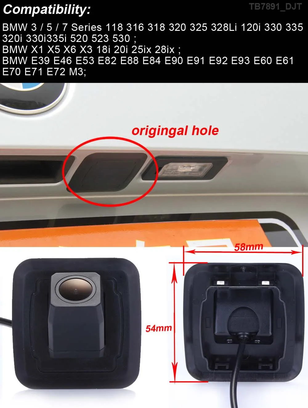 Автомобильная камера заднего вида для BMW X1 X3 X5 X6 E70 E71 E72 E84 E53 E39 E46 E60 E90 E88 E91 с
