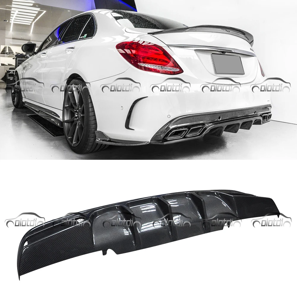 

for Mercedes Benz W205 4 Door AMG & C63 FD Style Carbon Fiber Rear Bumper Spoiler Diffuser Car Styling