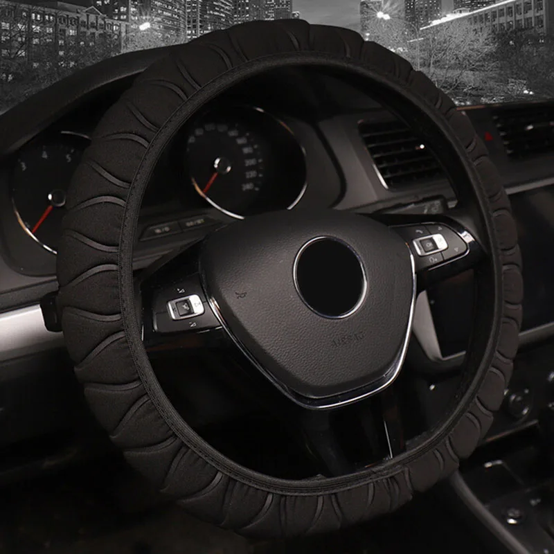 

Automotive Car 36-40CM Steering Wheel Cover Protector Anti-skid Breathable Black