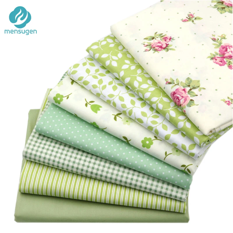 

8pcs 18" x 22"/46cmx56cm Fat Quarters Green Cotton Fabric for Patchwork Quilting Doll Cloth Handmade Needlework Material