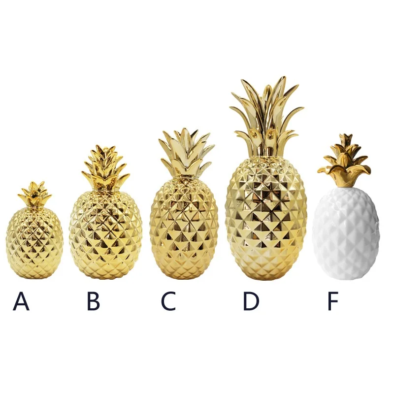 

Luxury Gold Ceramic Pineapple Home Decoration Accessories Dining Table Wedding Centerpiece Nordic Fruit Figurine R550
