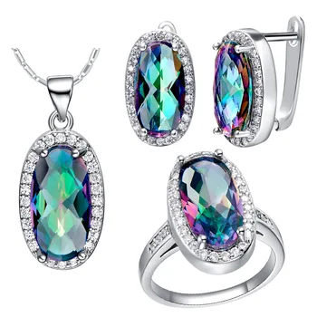 

Earrings Ring Pendant Necklace New Style Jewelry Set 925 Sterling Zircon Bijoux Cute Red Crystal Wedding