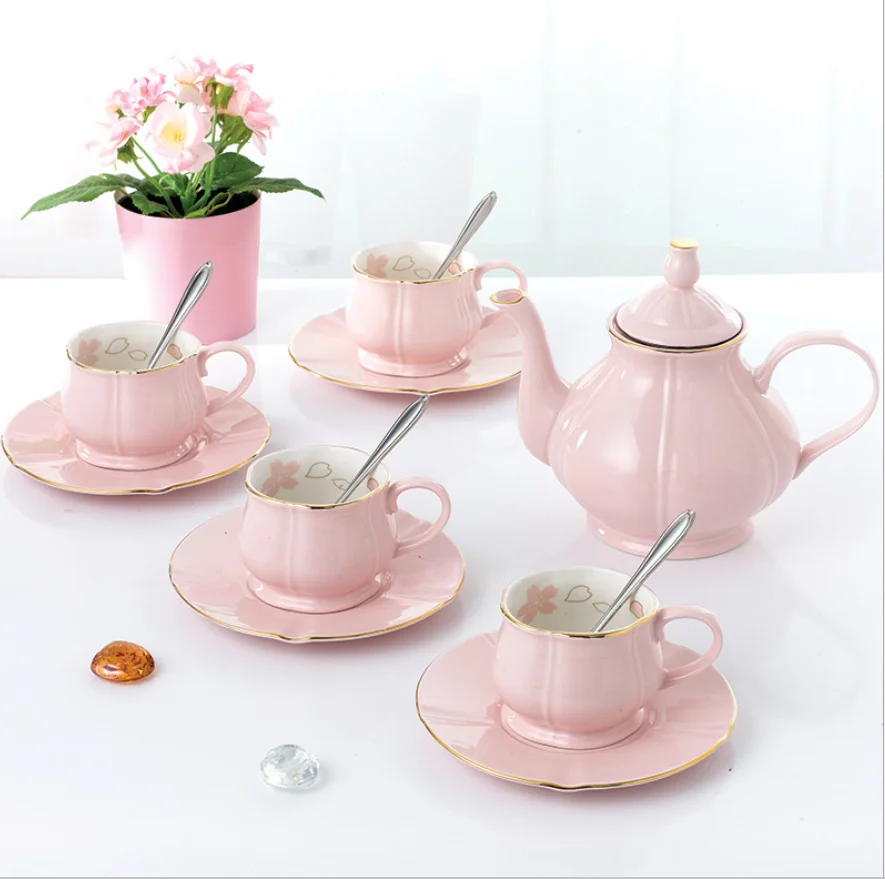 10 шт., керамический чайный набор, простой Креативный цветочный чайный набор, чайный горшок, чашка, чайный церемониальный Набор для бытовых товаров, чайный набор - Цвет: 7
