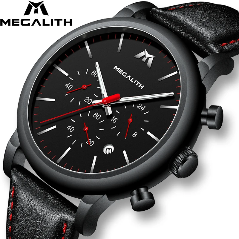 MEGALITH модные спортивные мужские s часы лучший бренд класса люкс водонепроницаемый кожаный ремешок кварцевые наручные часы Мужские часы Relogio Masculino