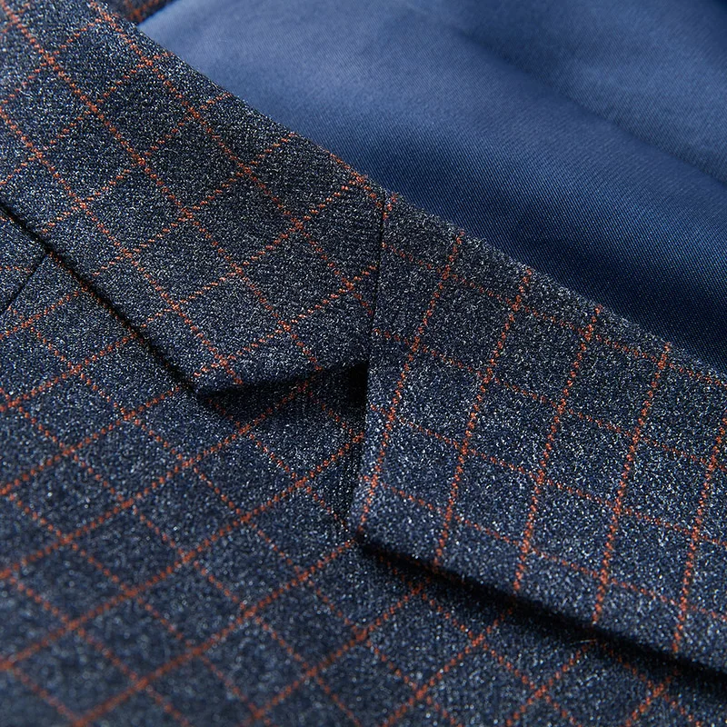 Классический Стиль плед Для мужчин пиджак Slim Fit Роскошные Бизнес Повседневное