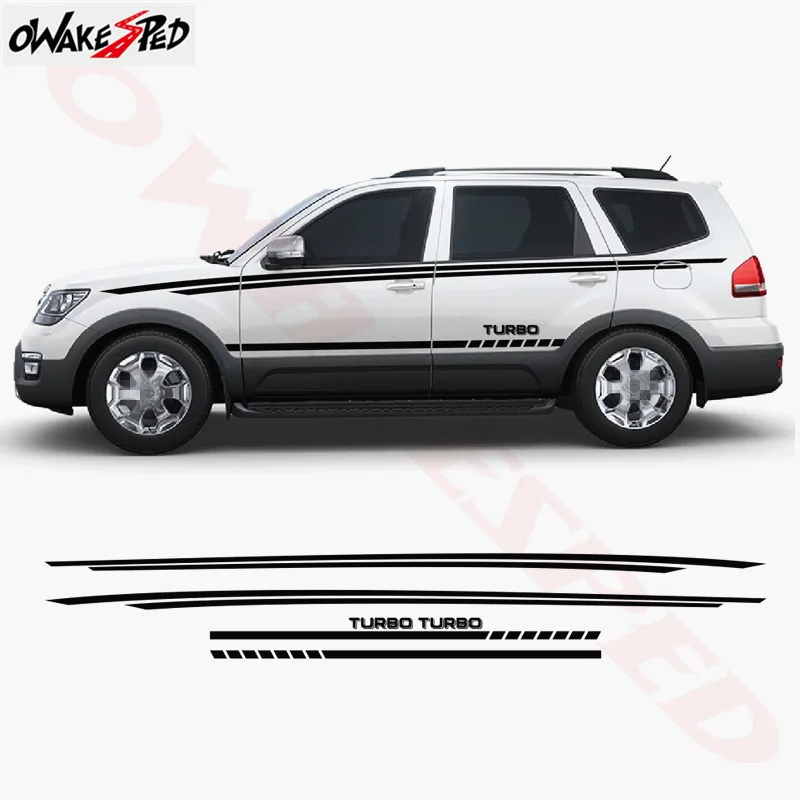 

Long Stripes Graphics Vinyl Decal Car Waist Line Decor Sticker Sport Styling Auto Side Skirt Customized Stickers For KIA Borrego